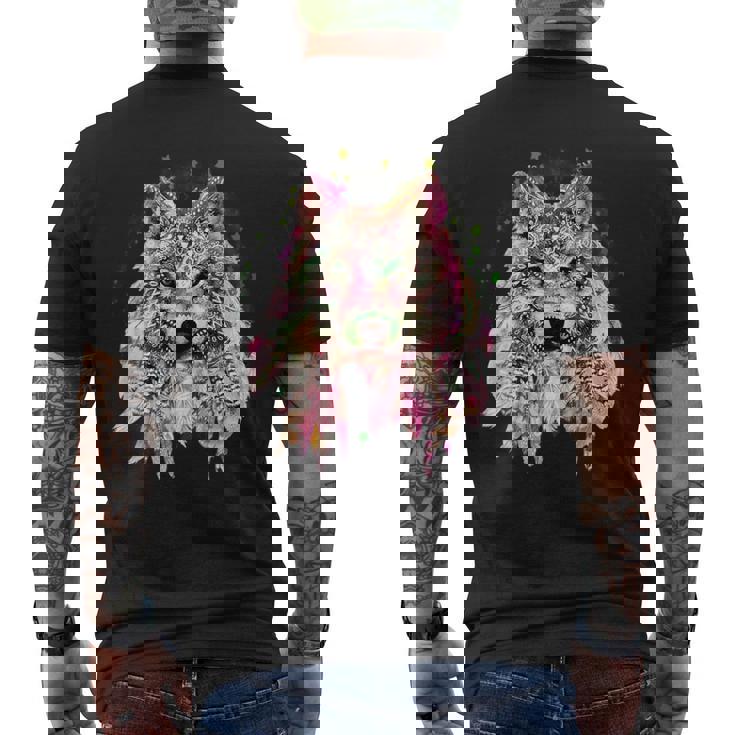 ネイティブアメリカン オオカミの頭 トライバル ボヘミアン タトゥーアート メンズTシャツ バックプリント