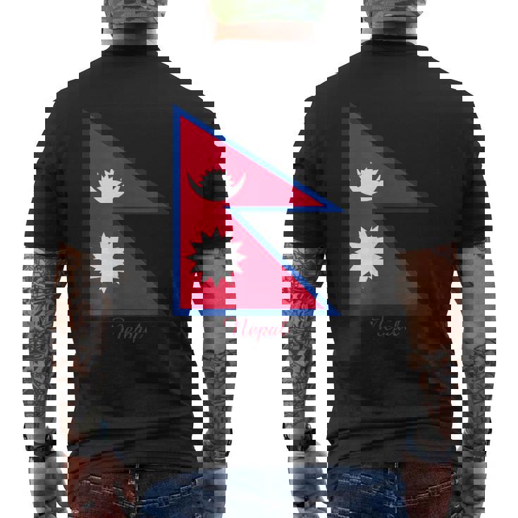 ネパールのネパール国旗のお土産。 メンズTシャツ バックプリント