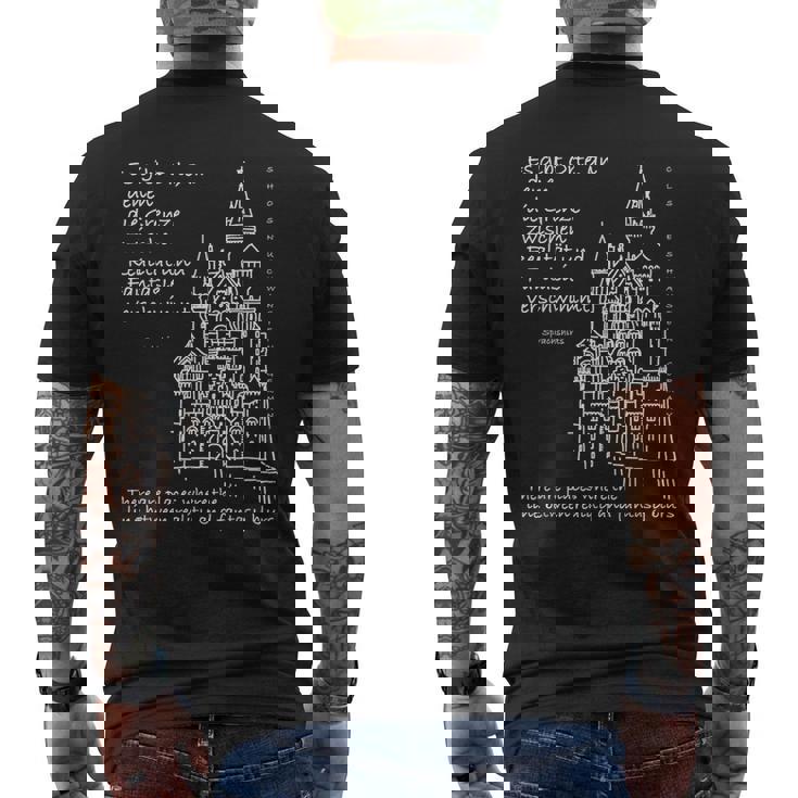 ノイシュヴァンシュタイン城 バイエルン ドイツ ドイツ語 英語 メンズTシャツ バックプリント