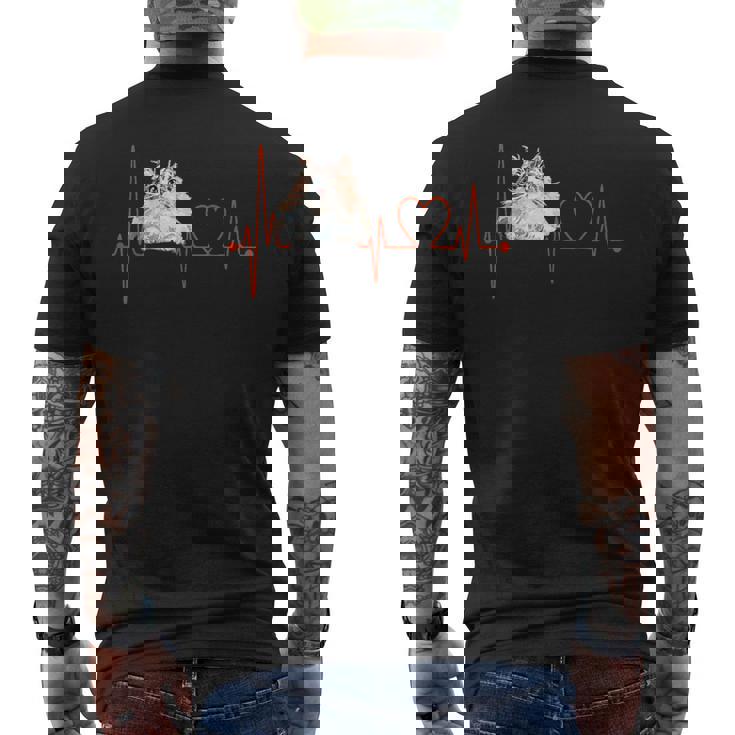 ノルウェージャンフォレストキャットハートビートekg ファニーアイラブマイキャット メンズTシャツ バックプリント