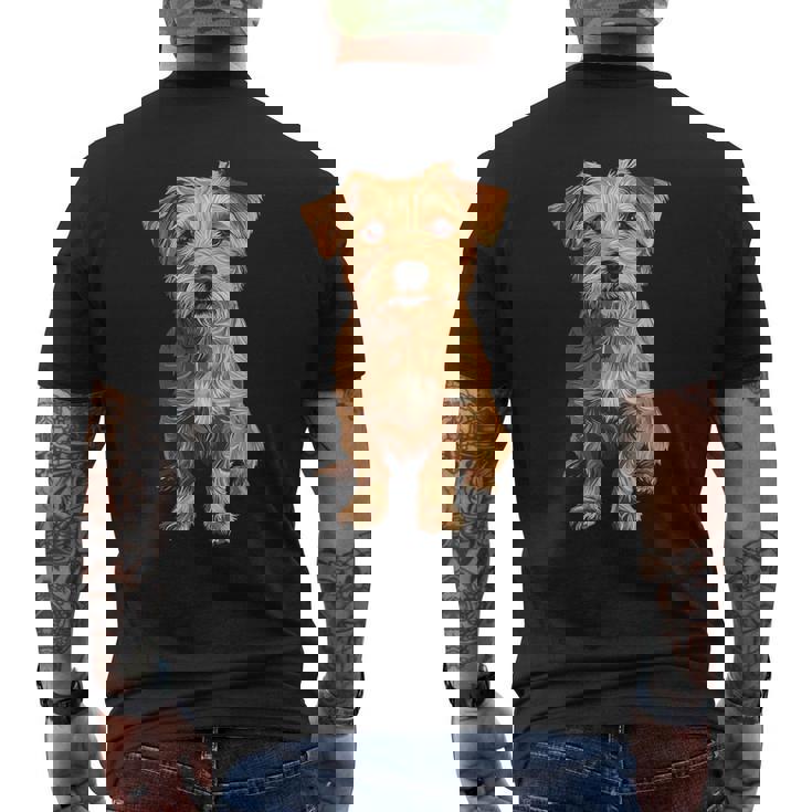 ノーフォークテリア 犬 モチーフ ペット アートワーク ノーフォークテリア メンズTシャツ バックプリント