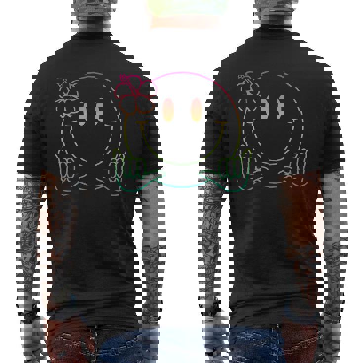ハイビスカス シャカ スマイルフェイス レインボー ハッピーフェイス アロハ ハワイアン メンズTシャツ バックプリント
