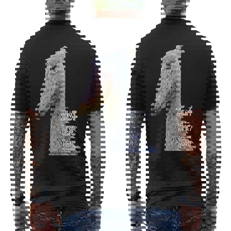 ハシビロコウ『リアルフォト 写真』青い鳥【どうぶつフレンズ】かっこいい 大きな鳥 動物園の生き物 メンズTシャツ バックプリント