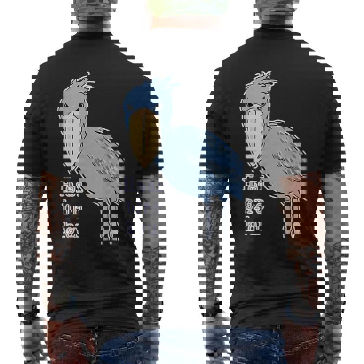 ハシビロコウさん『ビッグ プリント』青い鳥【どうぶつフレンズ】ゆるくて かわいい 動物園の生き物 イラスト メンズTシャツ バックプリント