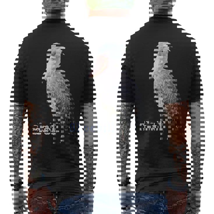 ハシビロコウ（写真 切り抜き）大きな 青い鳥 グッズ メンズTシャツ バックプリント