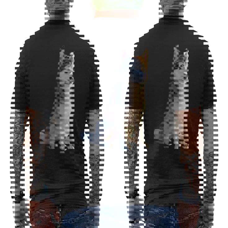 ハスキーがモチーフの愛犬家 シベリアンハスキーが大好き メンズTシャツ バックプリント