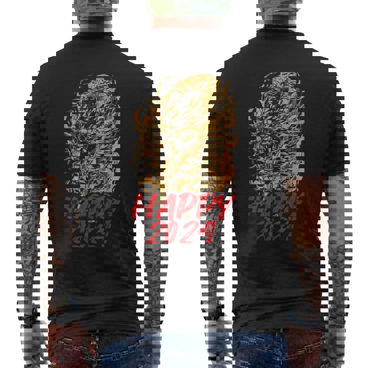 ハッピー2024ドラゴンイヤーチャイニーズ2024ハッピーニューイヤー メンズTシャツ バックプリント