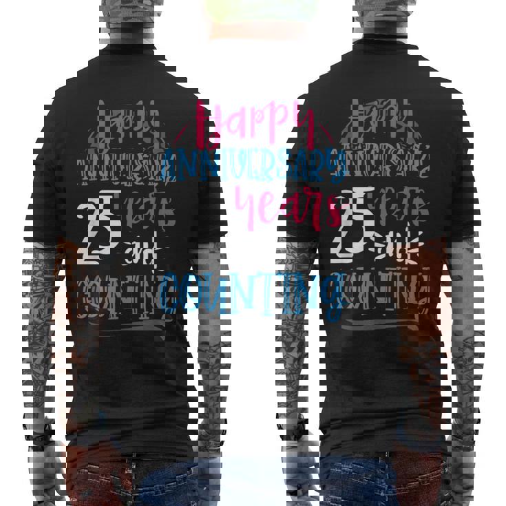 ハッピーアニバーサリー 25年 結婚25周年 メンズTシャツ バックプリント