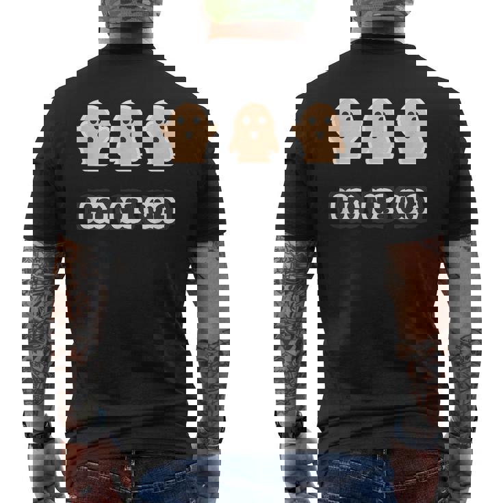 ハニボー《3 スリー》かわいい ハニワ 小さな 埴輪 歴史土器 イラスト キャラクター メンズTシャツ バックプリント