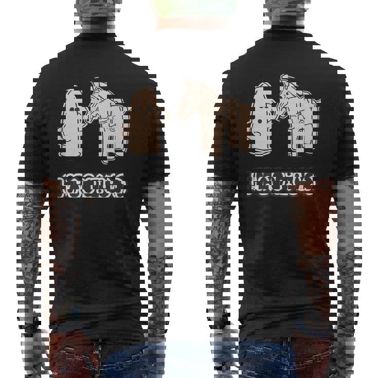 ハニワ くん と 馬 埴輪【ゆるフレンズ】歴史土器 キャラクター かわいい イラスト メンズTシャツ バックプリント