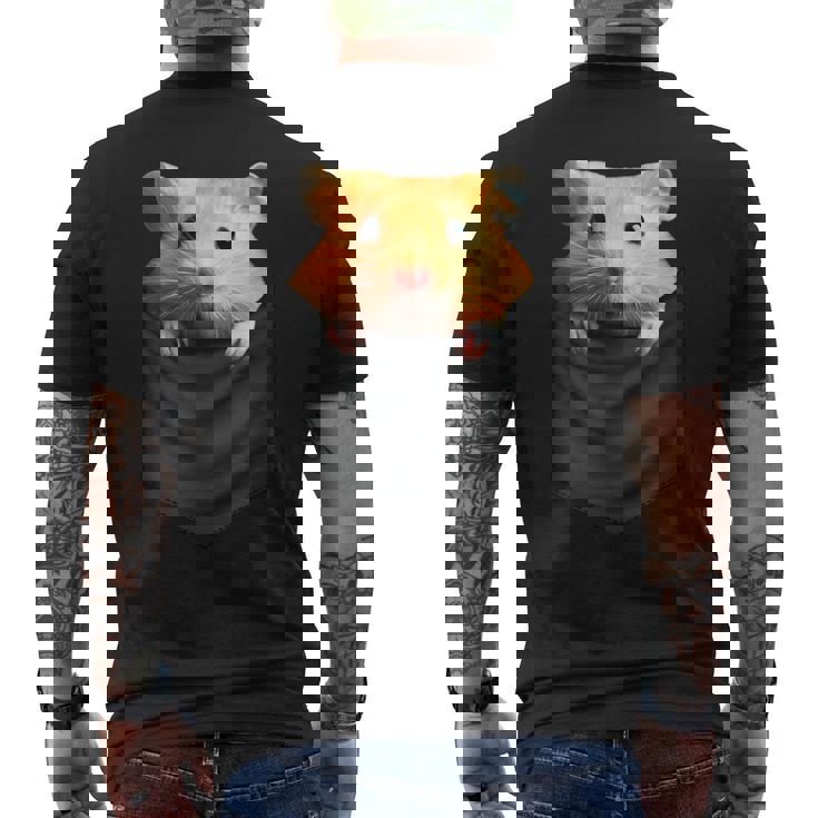 ハムスター 面白いtシャツ ポケット かわいい メンズ 子供 おもしろ 服 雑貨 グッズ ネタ ゆるキャラ メンズTシャツ バックプリント