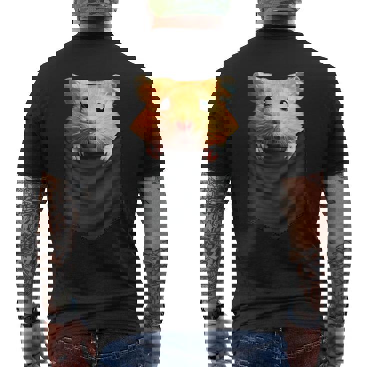 ハムスター 面白いtシャツ 胸ポケット かわいい メンズ 子供 おもしろ 服 雑貨 グッズ ネタ ゆるキャラ メンズTシャツ バックプリント