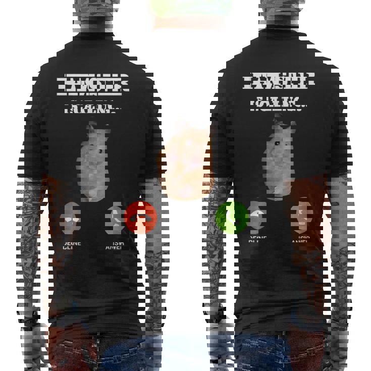 ハムスターミームが呼んでいます メンズTシャツ バックプリント
