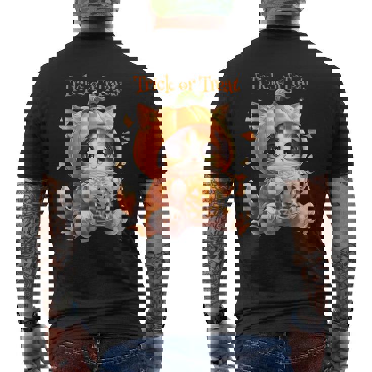 ハロウィン わがまま猫 ねこ ラーメン好き かわいい おもしろ マンガ メンズTシャツ バックプリント