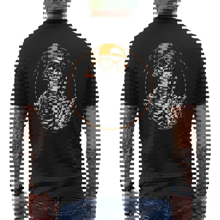 ハロウィン スケルトン ロックハンド ロッカー メンズ ボーイズ ロックミュージック メンズTシャツ バックプリント