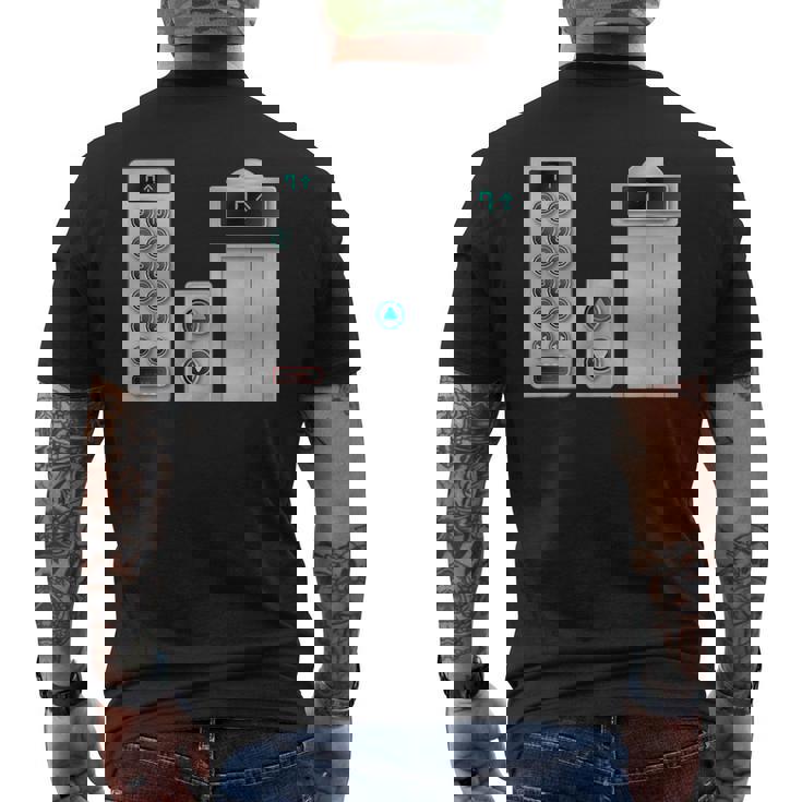 ハロウィンコスチューム、クールなエレベーターボタンアート メンズTシャツ バックプリント