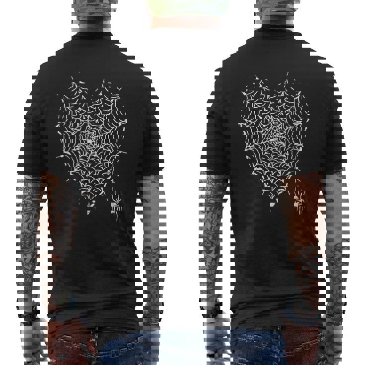 ハロウィンパーティー 不気味な蜘蛛の巣 ハートtシャツ トリックオアトリート メンズTシャツ バックプリント