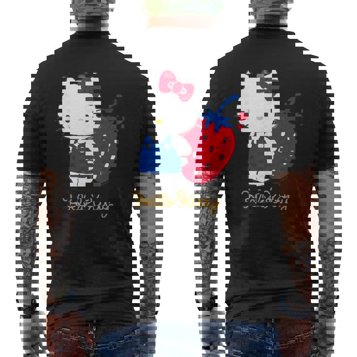 ハローキティ いちご ダークカラー メンズTシャツ バックプリント