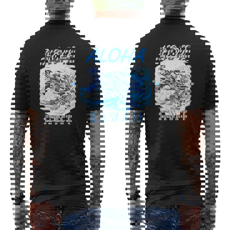 ハワイ ハワイアン ワイキキビーチ サーフボート ヤシの木 アロハ 夏 風景 海好き ウミガメ 波乗り メンズTシャツ バックプリント