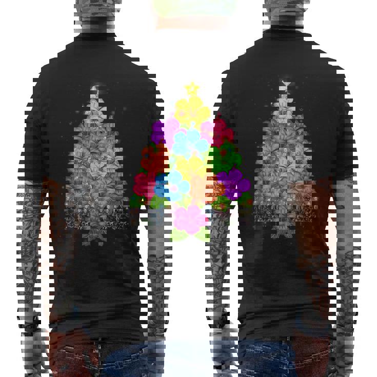 ハワイアン クリスマス ハイビスカス フラワー ツリー ハワイ トロピカル メンズTシャツ バックプリント