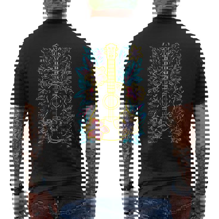 ハワイ・ミュージック レトロ・ルック・ウクレレ メンズTシャツ バックプリント