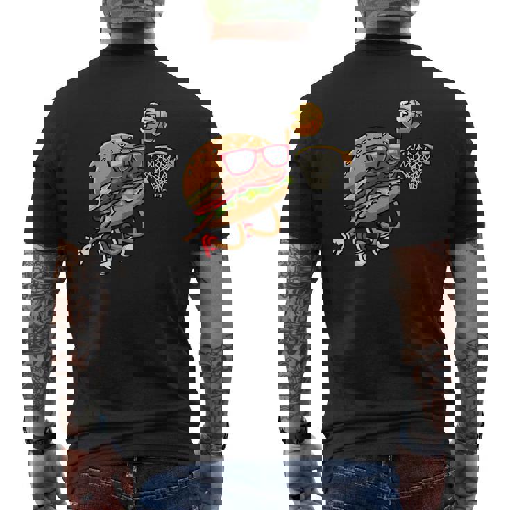 ハンバーガー バスケットボール ファーストフード バスケットボール選手 メンズTシャツ バックプリント