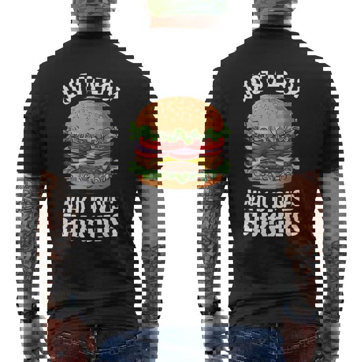 ハンバーガーが大好きな少年 おもしろハンバーガー好き メンズTシャツ バックプリント