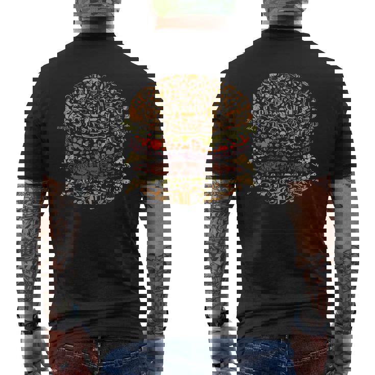 ハンバーガーの面白い食べ物のデザイン。 メンズTシャツ バックプリント