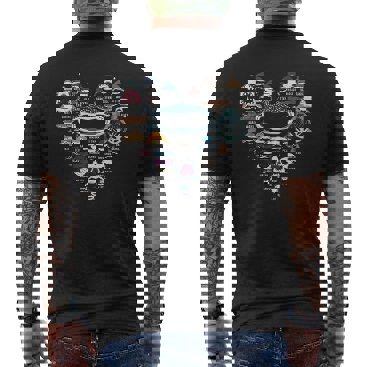 ハート ラブ サメ フェイス ファニー シャルカホリック メンズTシャツ バックプリント