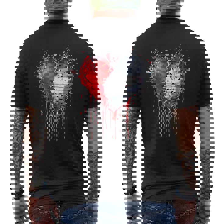 ハート 音符 パンクロック ゴシック 音楽愛好家 メンズTシャツ バックプリント