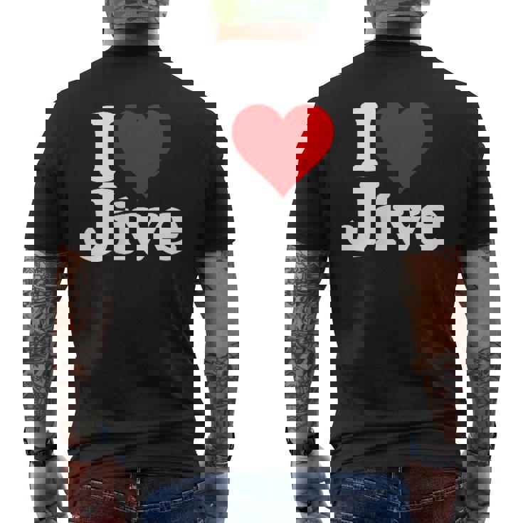 ハートジャイブジャズダンスミュージックが大好き メンズTシャツ バックプリント