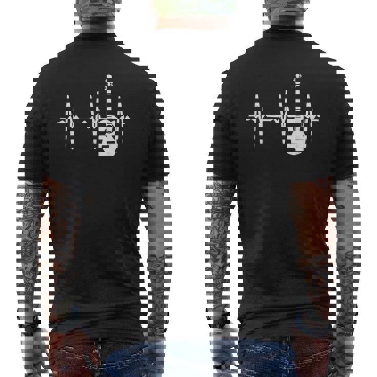 ハートビート ギター好き クラシックギター クラシック音楽 アコースティックギター ギター部 ジャズ音楽 ギター メンズTシャツ バックプリント