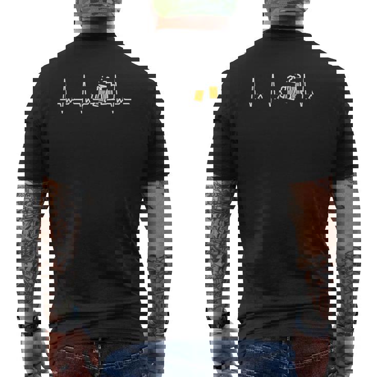 ハートビート ビール 酒好き ビール好き 飲み会好き 酒飲み ジョーク 心電図 メンズTシャツ バックプリント