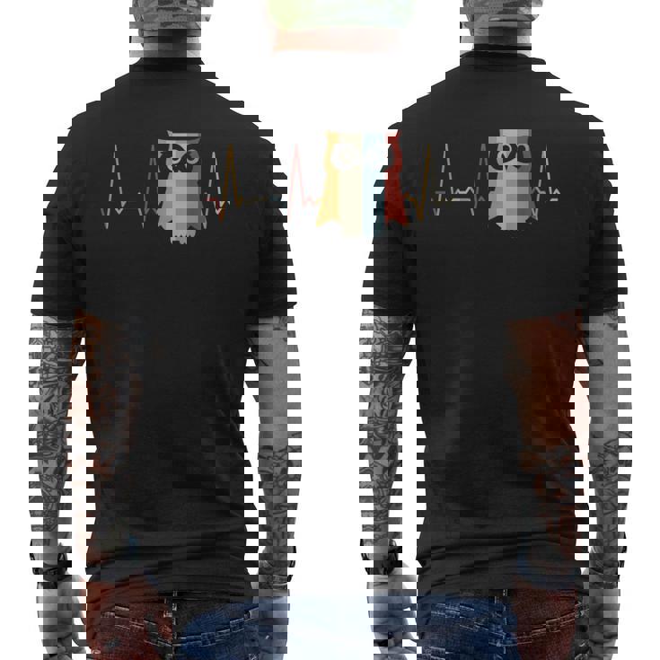 ハートビートフクロウ メンズTシャツ バックプリント