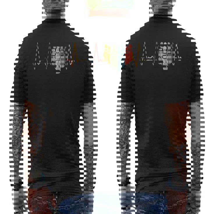 ハートビートボーリングピン メンズTシャツ バックプリント