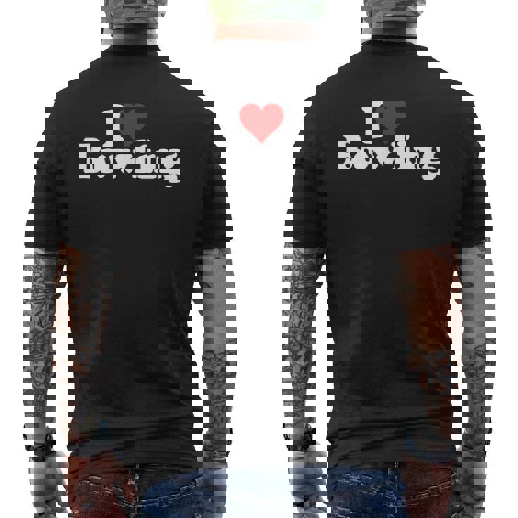 ハートボウリングが大好き メンズTシャツ バックプリント