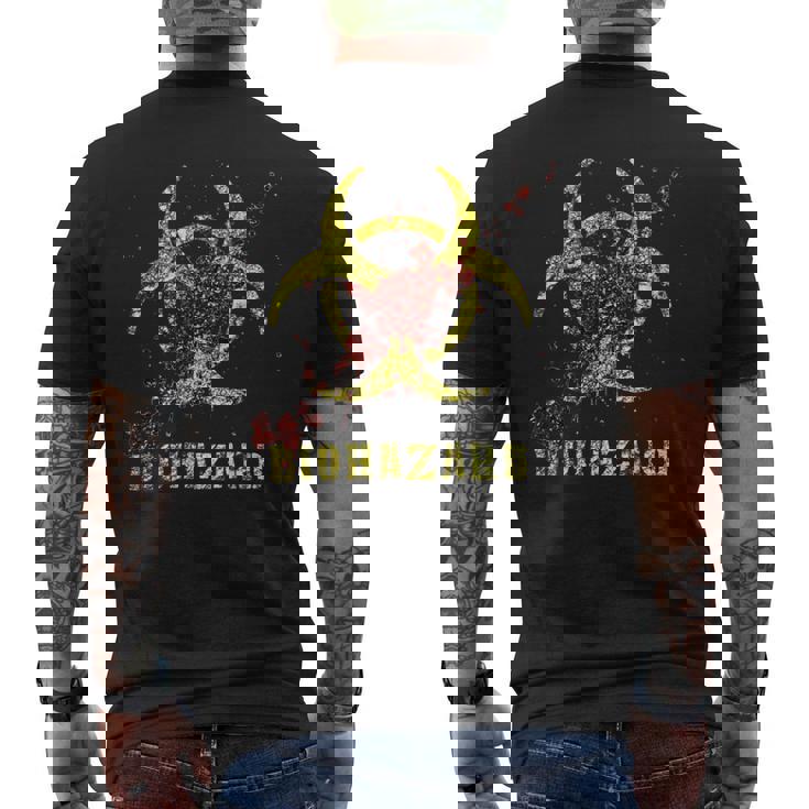 バイオハザード 感染 感染サイン ゾンビ血のはね付き メンズTシャツ バックプリント