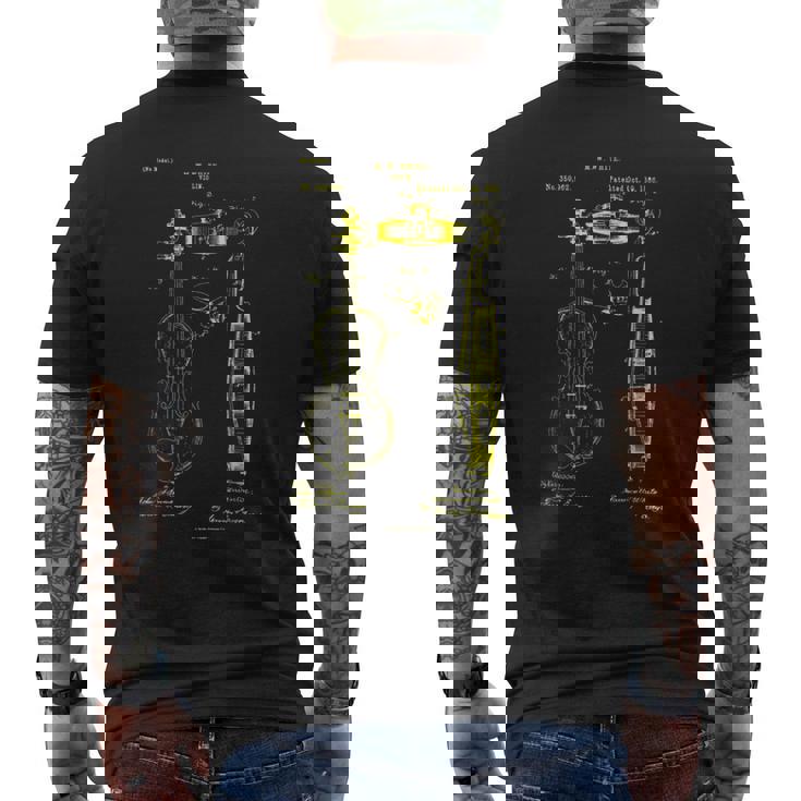 バイオリン奏者 バイオリン ビンテージ 特許 ストリング オーケストラ メンズTシャツ バックプリント