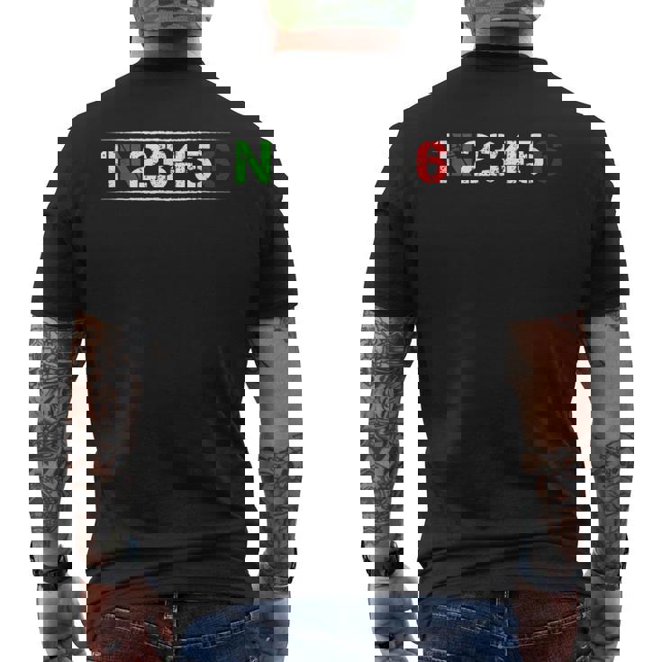 バイク ギアシフト 1N23456 バイク バイカー ツアー メンズTシャツ バックプリント