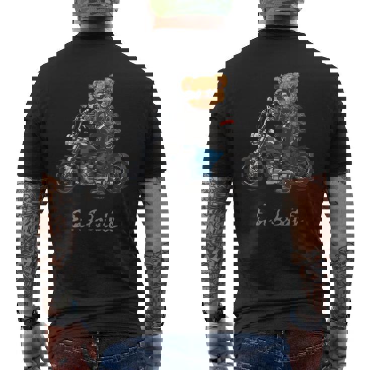 バイク クラシック オートバイ 熊 クルーザー メンズTシャツ バックプリント