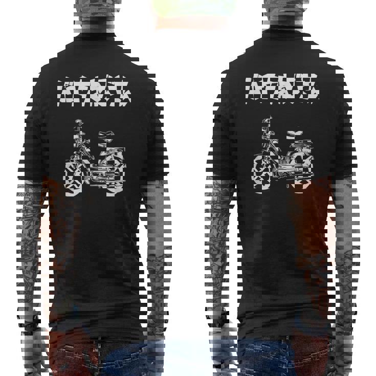 バイクおじさん バイク ネイキッドバイク クラシックバイク ネオレトロ ツーリング好き アウトドア好き バイク好き 趣味 メンズTシャツ バックプリント