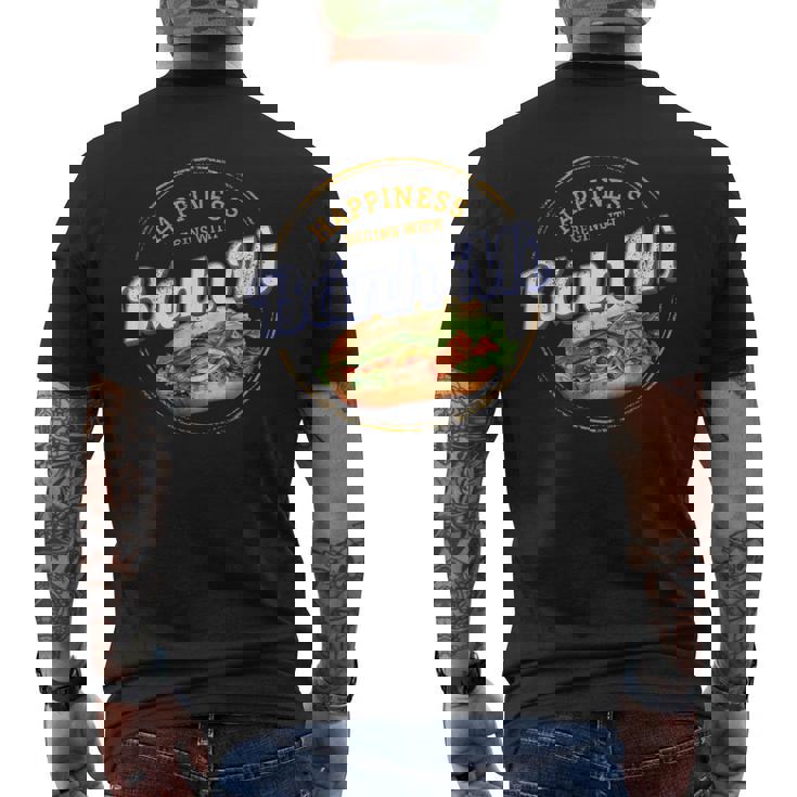 バインミー 屋台の食べ物 バゲット ヴィンテージ ベトナム レトロ お土産 メンズTシャツ バックプリント