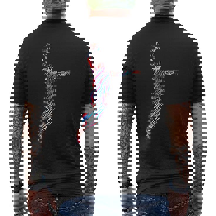 バスケットボール 選手 スラム ダンク 赤 フラクタル 抽象芸術 スポーツ メンズTシャツ バックプリント