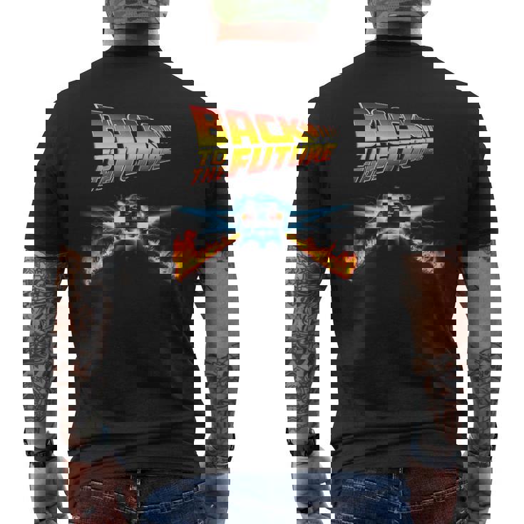 バック・トゥ・ザ・フューチャー デロリアンとロゴ メンズTシャツ バックプリント