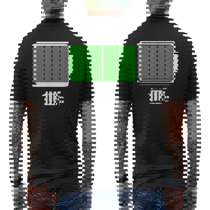 バッテリー 100 シャツ バッテリーフル充電 バッテリー満載 メンズTシャツ バックプリント