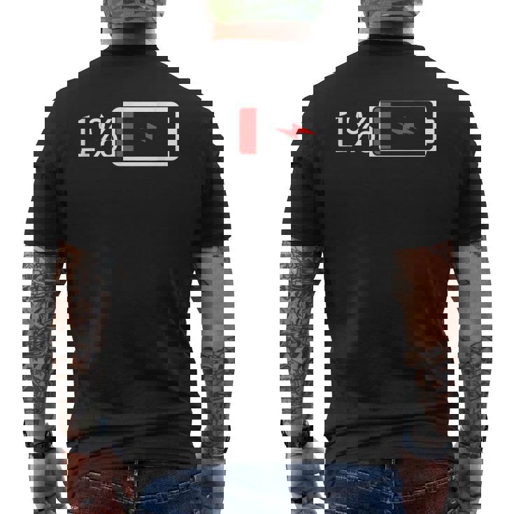 バッテリー1 – バッテリー1 I おもしろ低エネルギーパーセント メンズTシャツ バックプリント