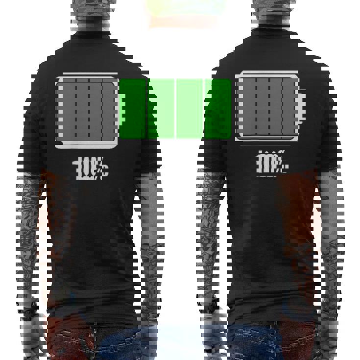 バッテリー100シャツ バッテリーハートフル充電バッテリーフル。 メンズTシャツ バックプリント