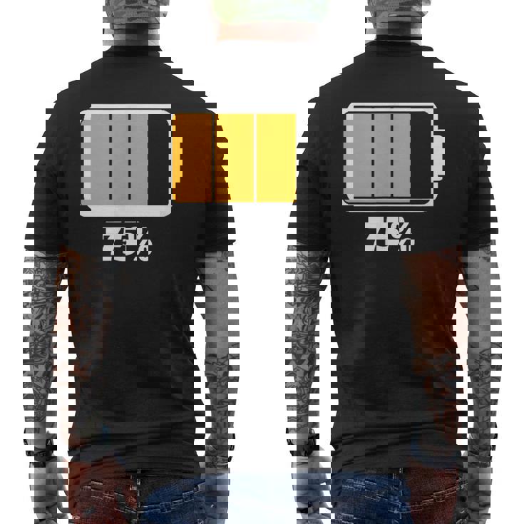 バッテリー75残り75バッテリーフルtシャツバッテリー低 メンズTシャツ バックプリント