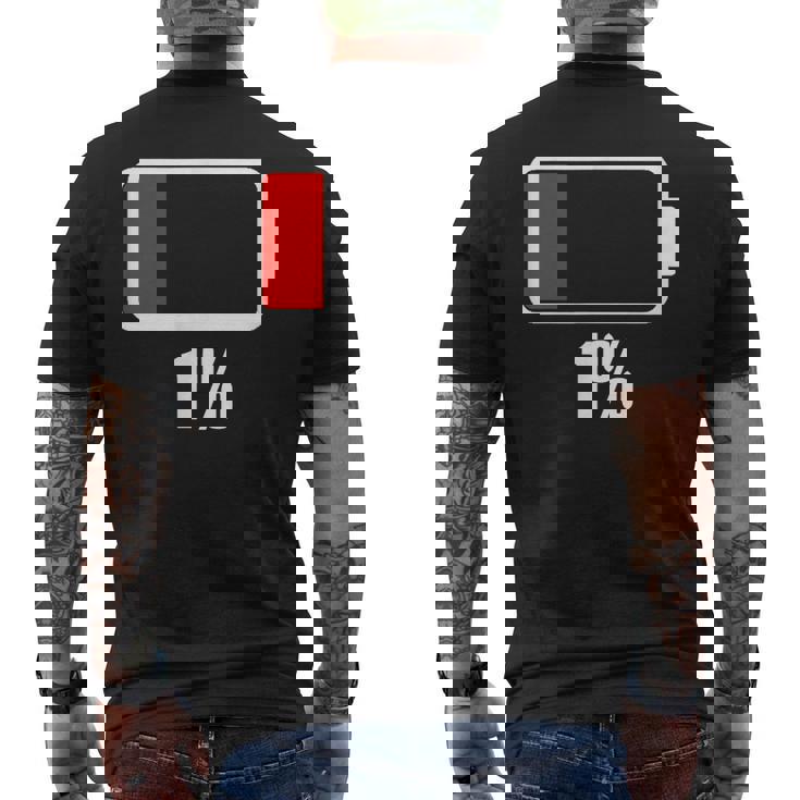 バッテリー残り1バッテリーデッドtシャツバッテリー低下 メンズTシャツ バックプリント