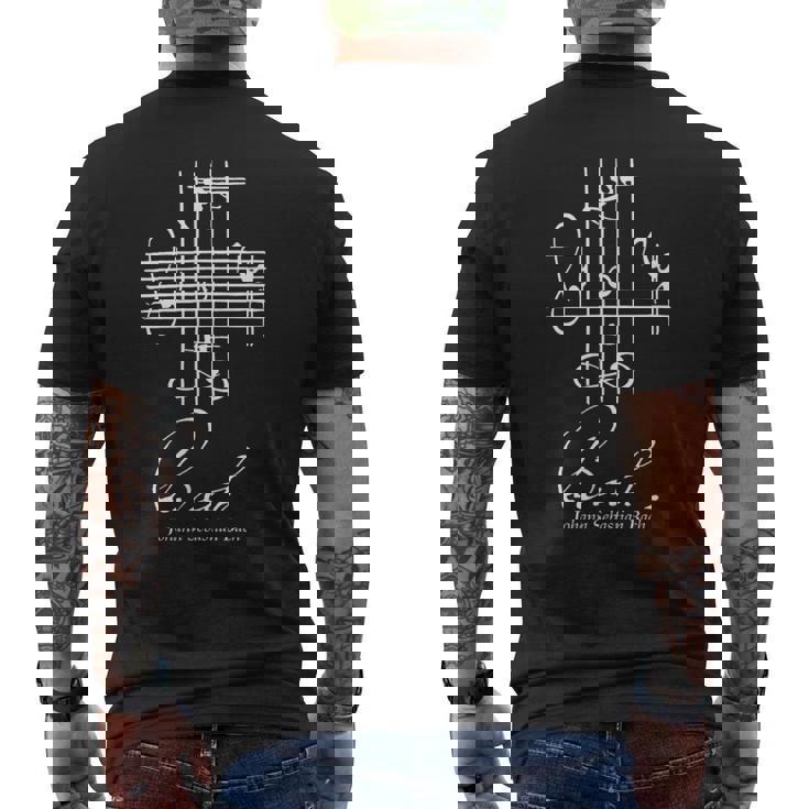 バッハ ミュージカル シグネチャー ノテーション 音楽 クラシック メンズTシャツ バックプリント